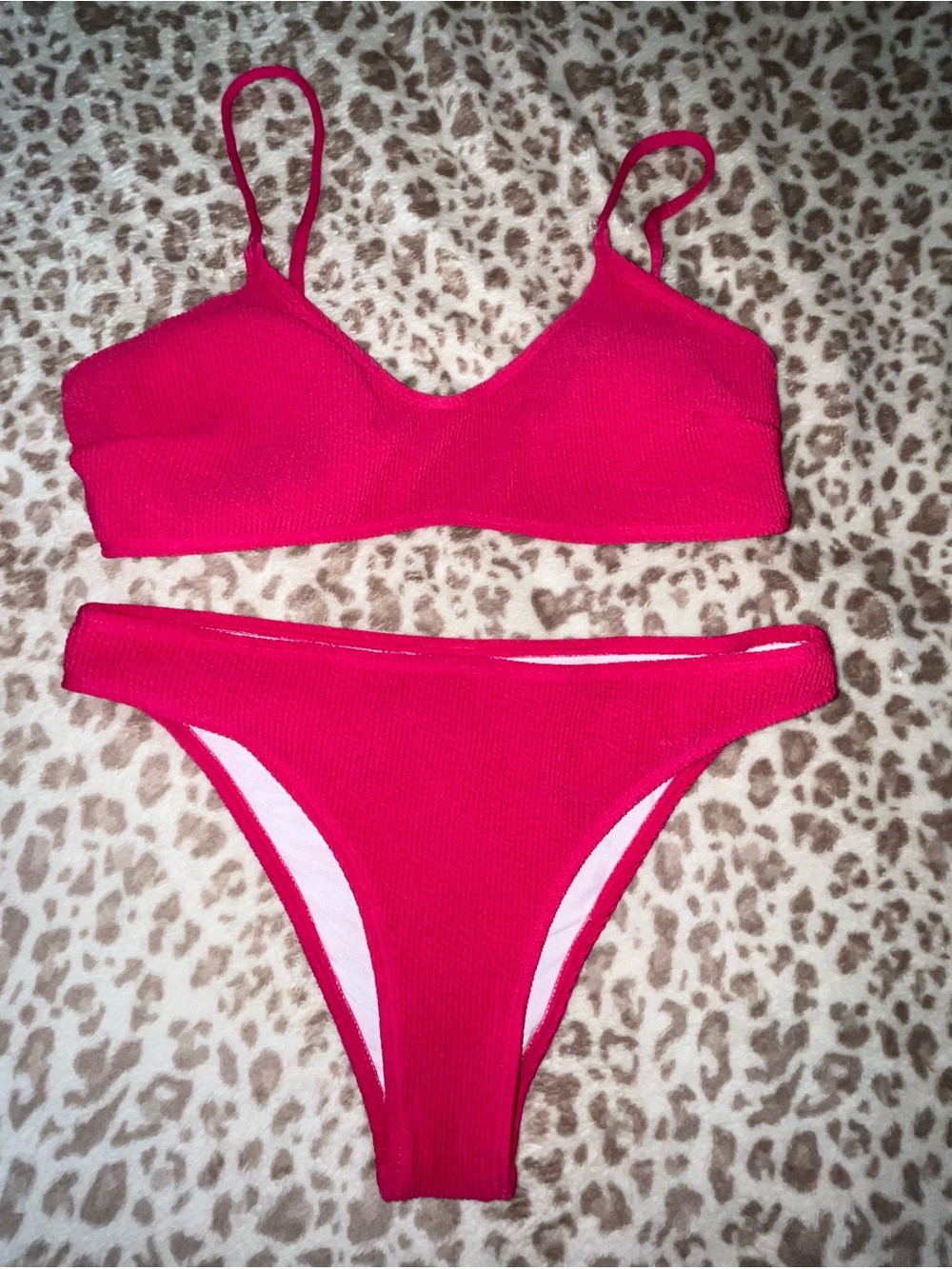 Ribbed Hot Pink Bikini Set